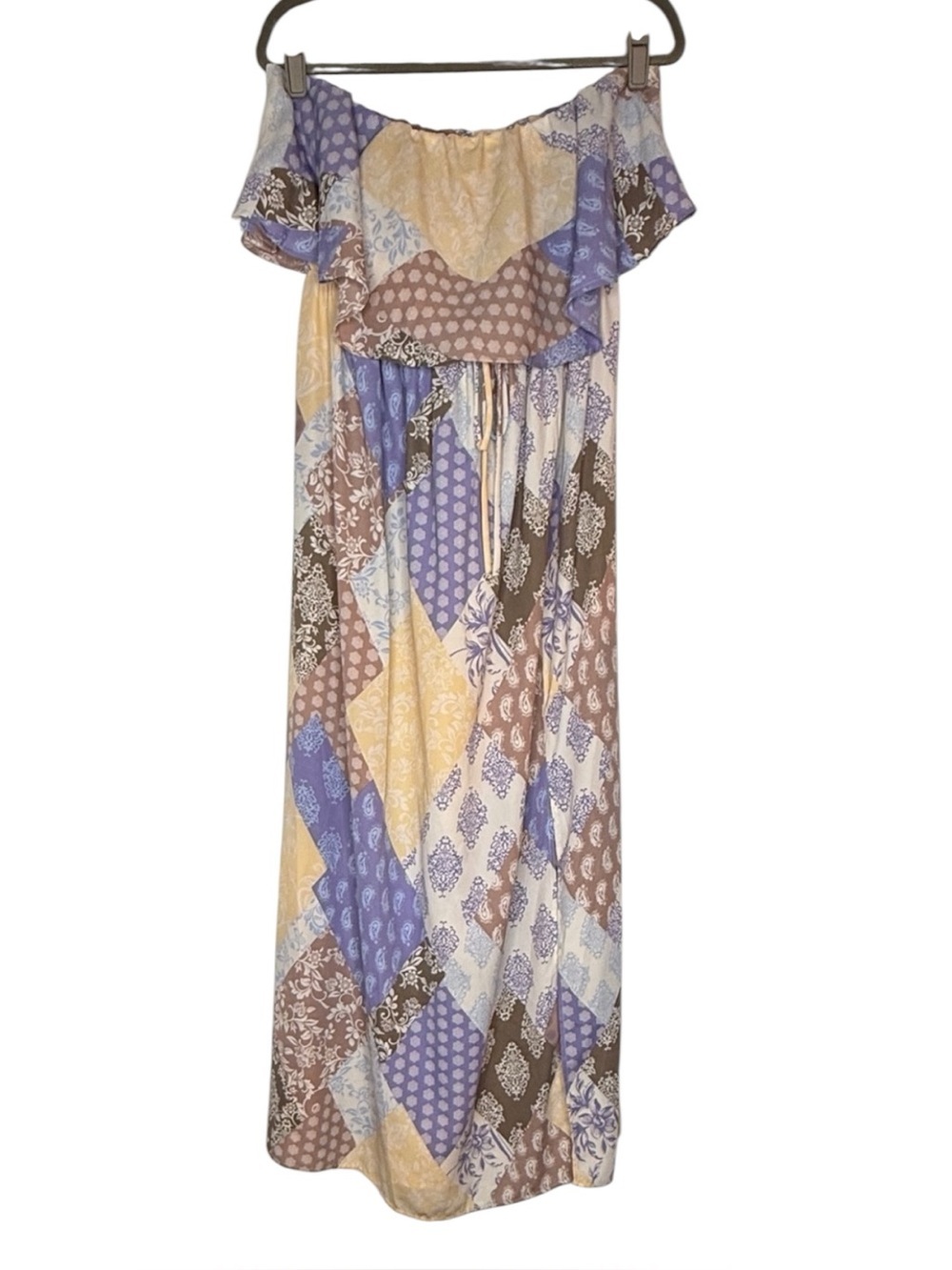 Ces Femme Sz L Strapless Midi Dress Great Colors Lightweight Slit NWOT